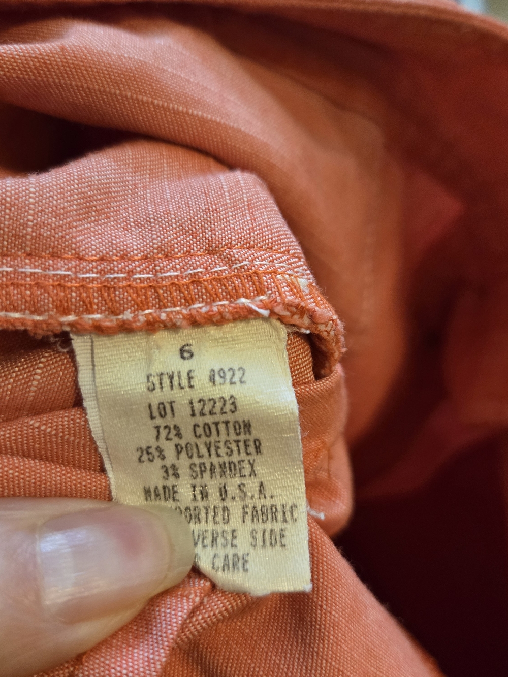 Cargo Capri 90's Mid-Rise Pants Vintage Coral Orange 4-Button Fly Size 6 - Picture 4 of 4
